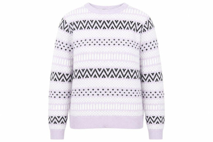 Boohoo Womens Purple Fair Isle Crew Neck Knit Jumper Size L