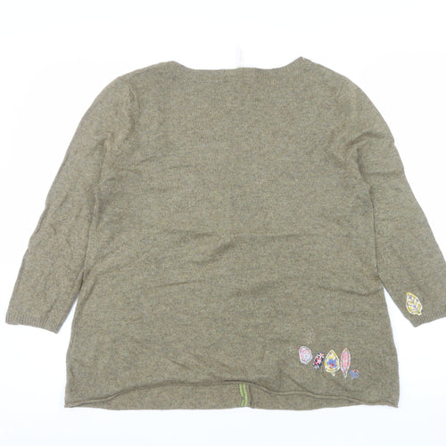 White Stuff Womens Brown Embroidered Cardigan Size 18