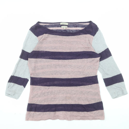 Kew Women’s Multicoloured Striped Linen Boat Neck Jumper M