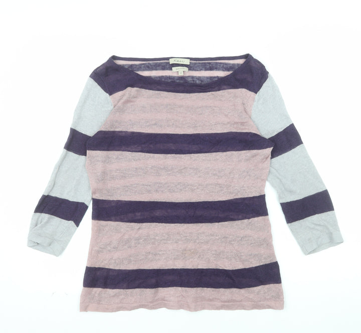 Kew Women’s Multicoloured Striped Linen Boat Neck Jumper M