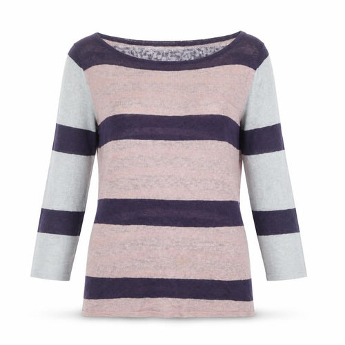 Kew Women’s Multicoloured Striped Linen Boat Neck Jumper M