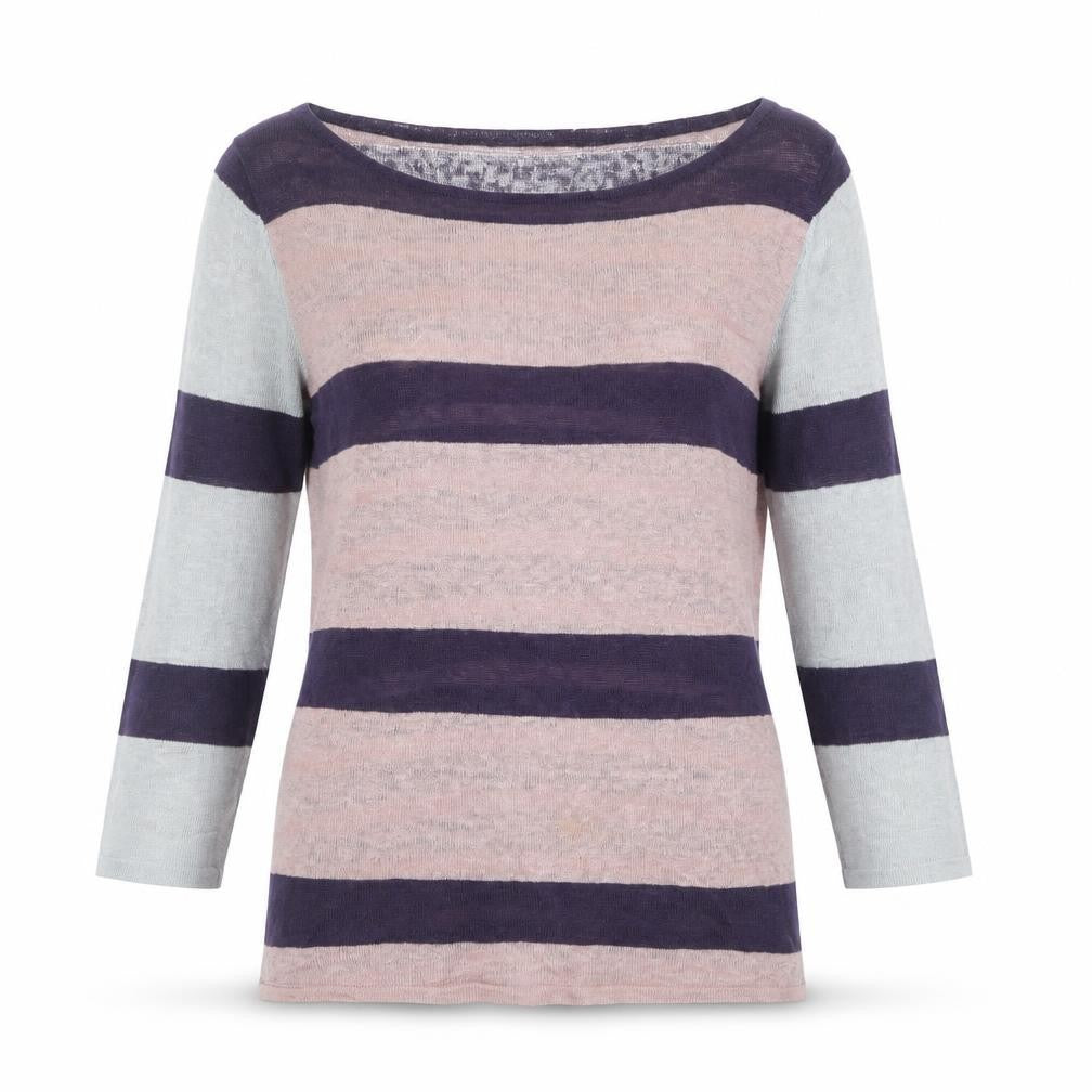 Kew Women’s Multicoloured Striped Linen Boat Neck Jumper M