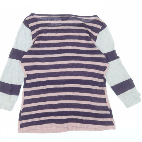 Kew Women’s Multicoloured Striped Linen Boat Neck Jumper M