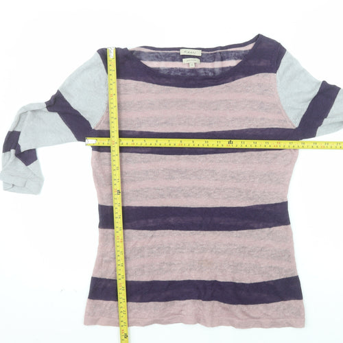 Kew Women’s Multicoloured Striped Linen Boat Neck Jumper M
