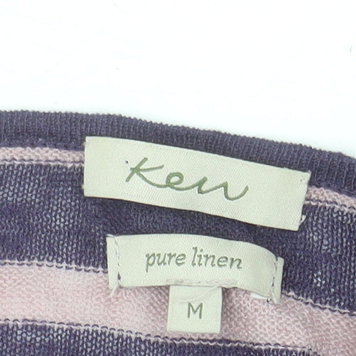 Kew Women’s Multicoloured Striped Linen Boat Neck Jumper M