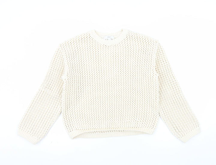 Marks and Spencer Women's Beige Open Knit Cotton Jumper Size S