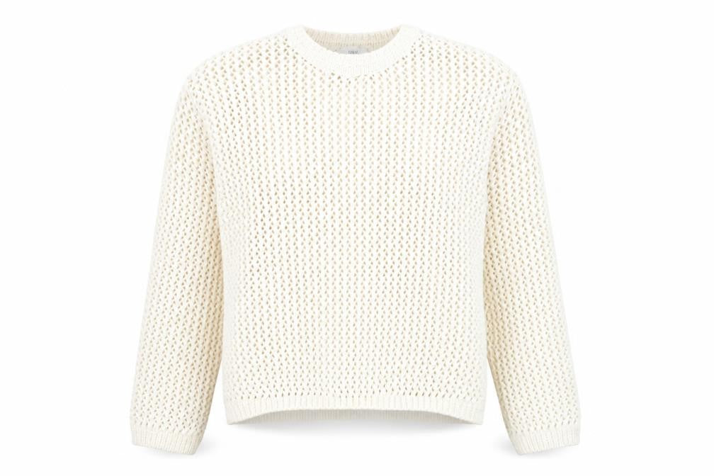Front view of Marks & Spencer Women's Beige Open Knit Cotton Jumper, size S