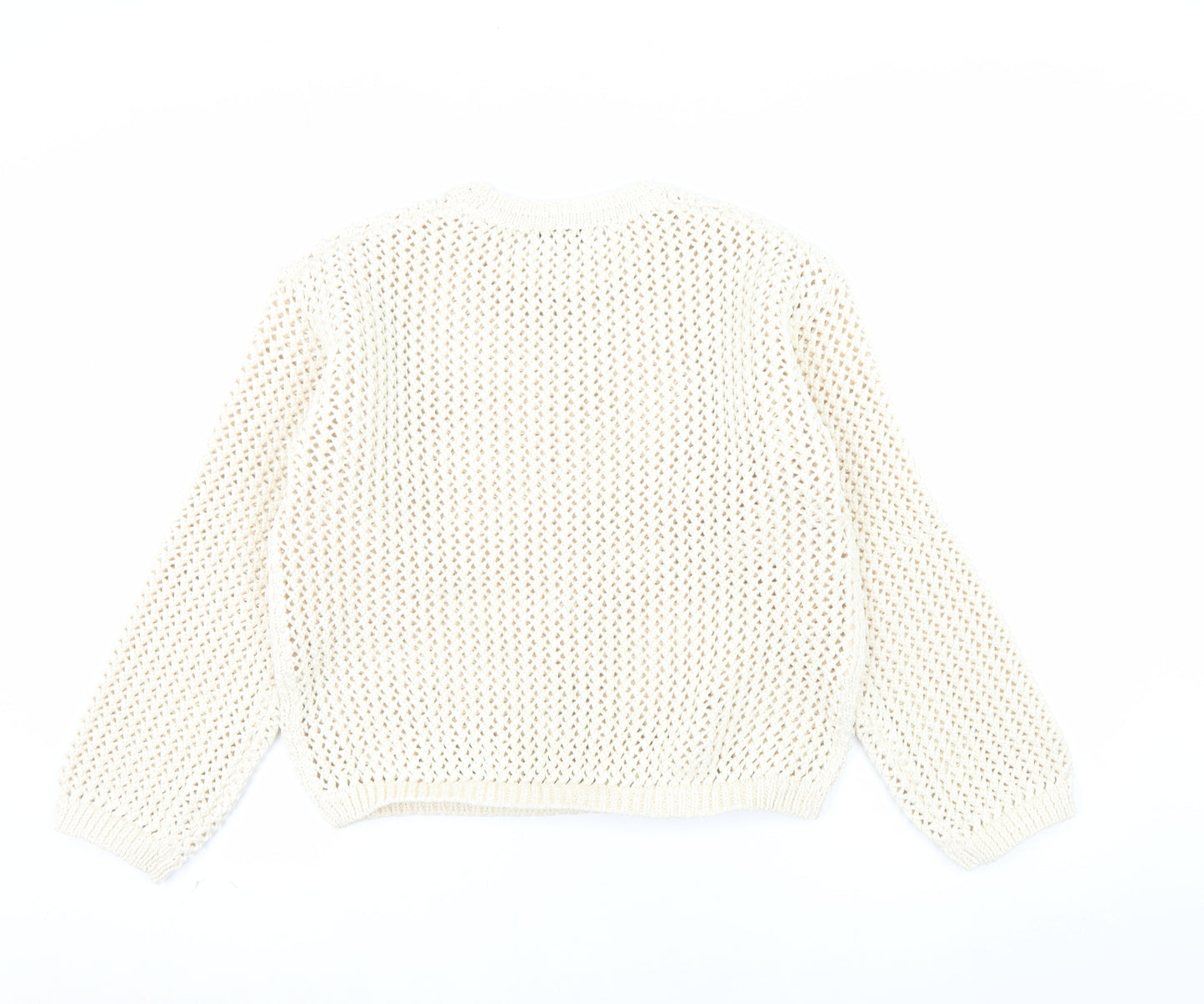 Marks and Spencer Women's Beige Open Knit Cotton Jumper Size S