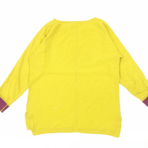 White Stuff Women Yellow Cotton Blend Long Sleeve Pullover Jumper UK 8