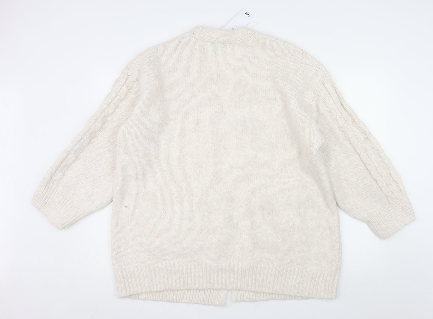 George Womens Ivory Cable Knit Long Sleeve Cardigan M 12-14