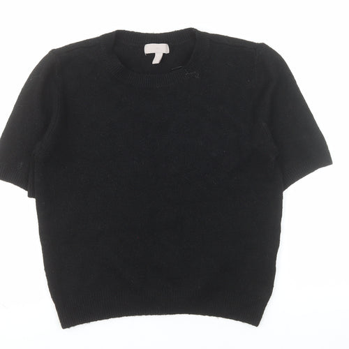 H&M Women’s Black Crew Neck Short Sleeve Pullover Jumper Size M