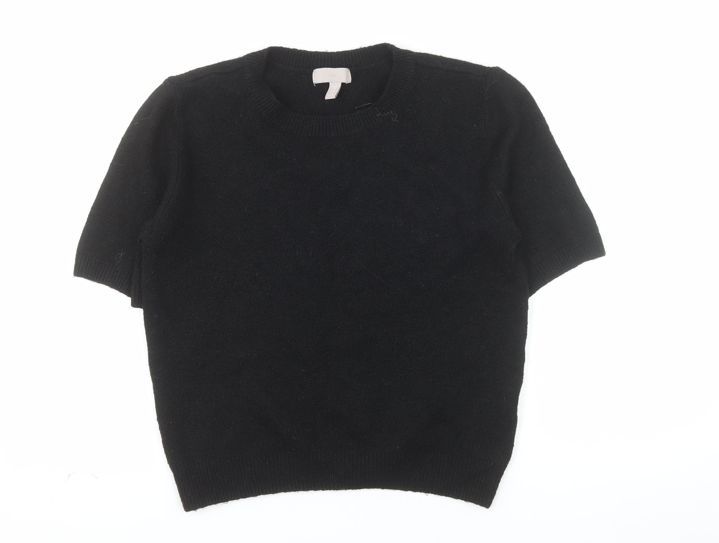 H&M Women’s Black Crew Neck Short Sleeve Pullover Jumper Size M