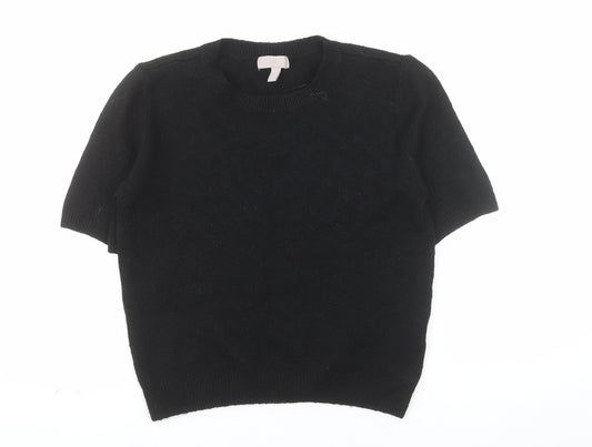 H&M Women’s Black Crew Neck Short Sleeve Pullover Jumper Size M