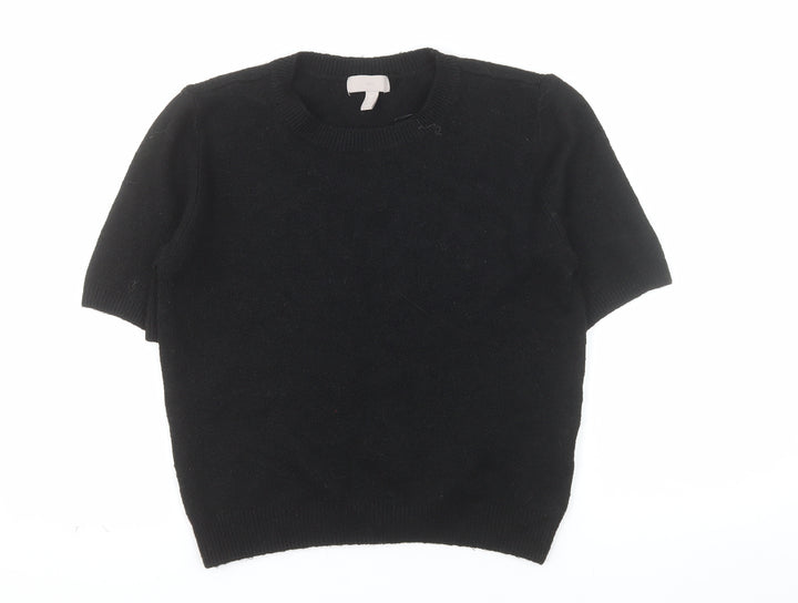 H&M Women’s Black Crew Neck Short Sleeve Pullover Jumper Size M