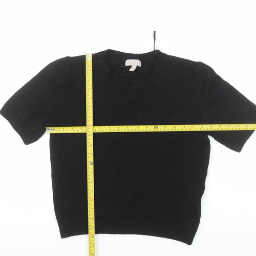 H&M Women’s Black Crew Neck Short Sleeve Pullover Jumper Size M