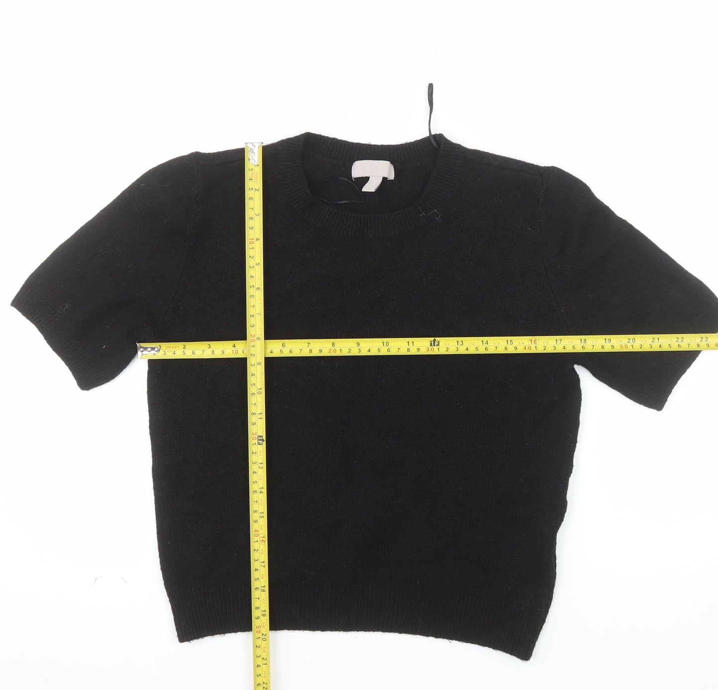 H&M Women’s Black Crew Neck Short Sleeve Pullover Jumper Size M