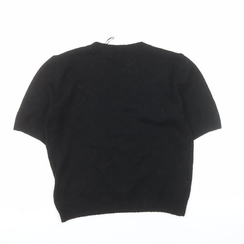 H&M Women’s Black Crew Neck Short Sleeve Pullover Jumper Size M
