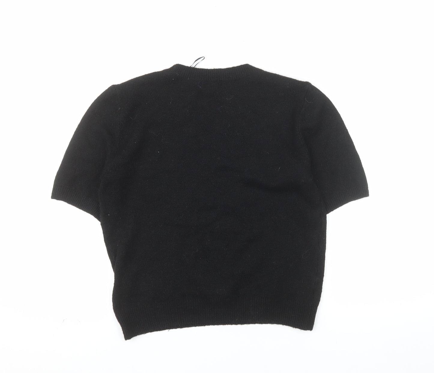 H&M Women’s Black Crew Neck Short Sleeve Pullover Jumper Size M
