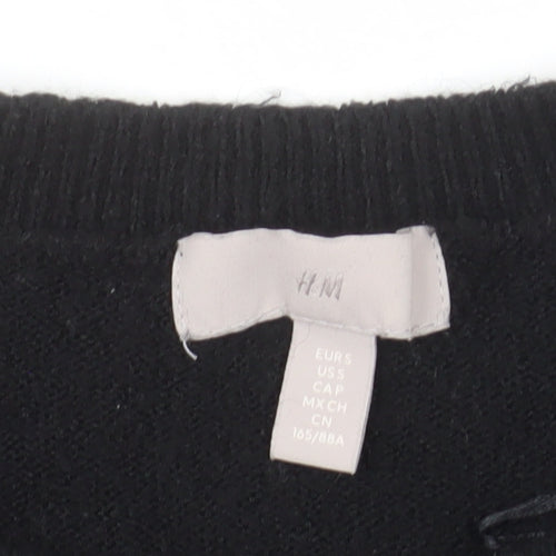 H&M Women’s Black Crew Neck Short Sleeve Pullover Jumper Size M