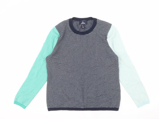 Lands' End Women's Multicoloured Striped Cashmere Jumper Size L