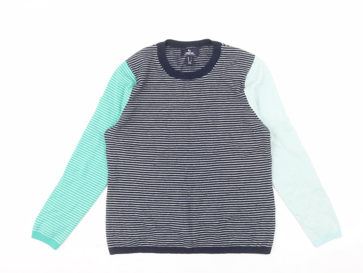 Lands' End Women's Multicoloured Striped Cashmere Jumper Size L