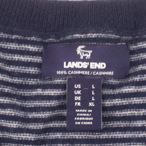 Lands' End Women's Multicoloured Striped Cashmere Jumper Size L