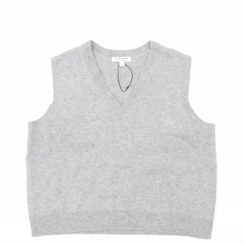 Marks and Spencer Autograph Men's Grey Wool Cashmere V-Neck Vest L