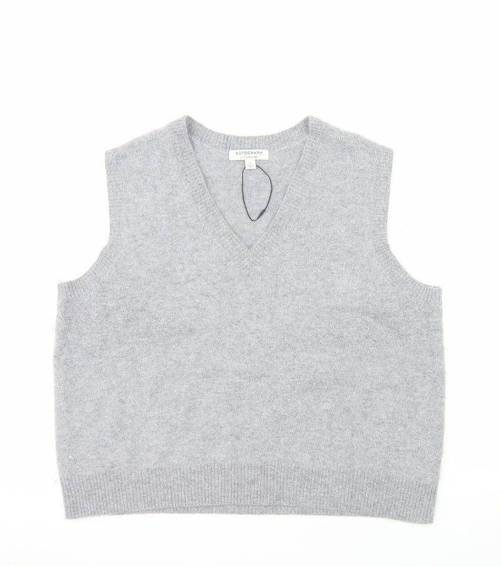 Marks and Spencer Autograph Men's Grey Wool Cashmere V-Neck Vest L