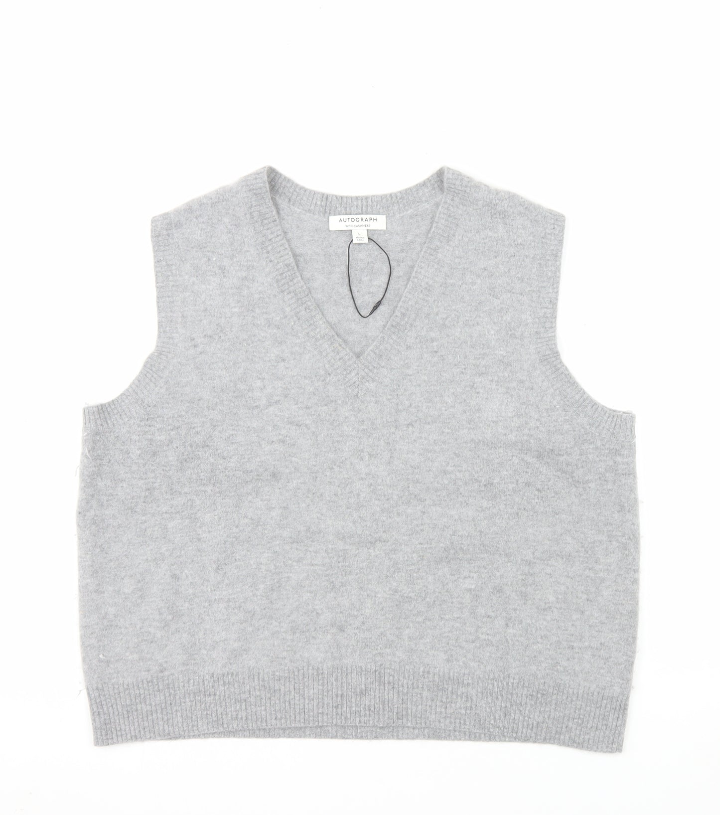 Marks and Spencer Autograph Men's Grey Wool Cashmere V-Neck Vest L