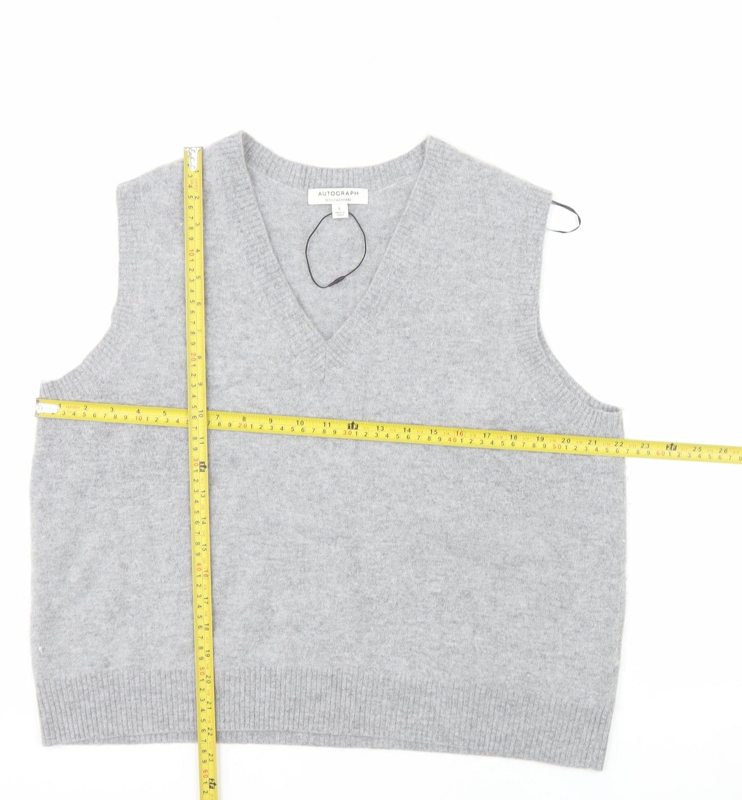 Marks and Spencer Autograph Men's Grey Wool Cashmere V-Neck Vest L