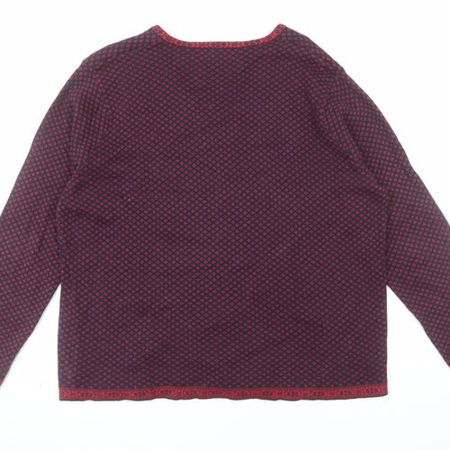 Lily Ella Women's Red Geometric V-Neck Cotton Jumper XL