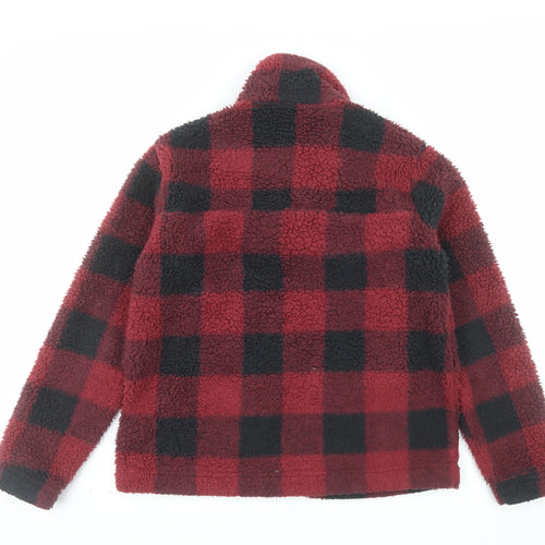 Columbia Men Red Black Fleece Check Jacket M Regular Outdoor