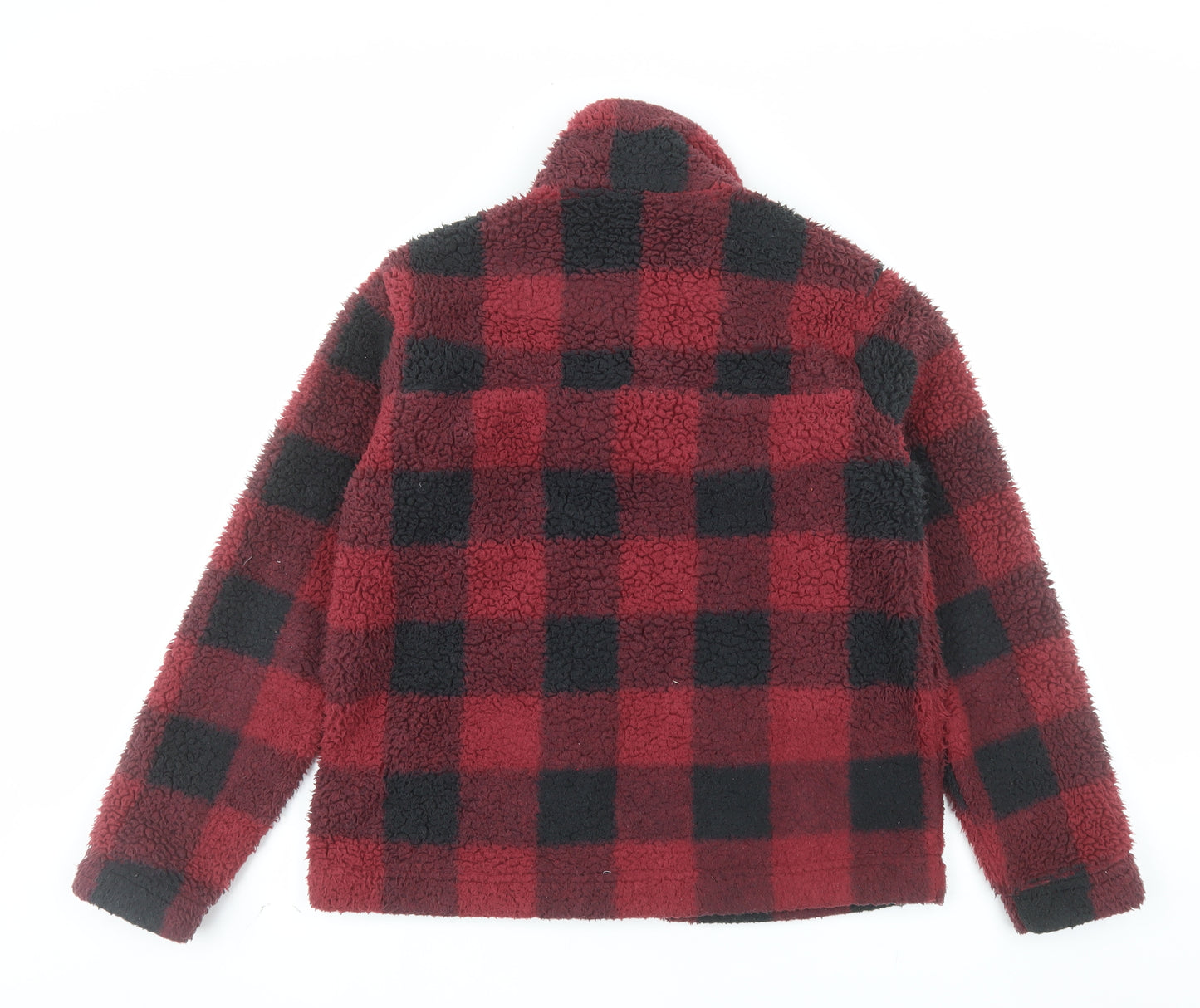 Columbia Men Red Black Fleece Check Jacket M Regular Outdoor