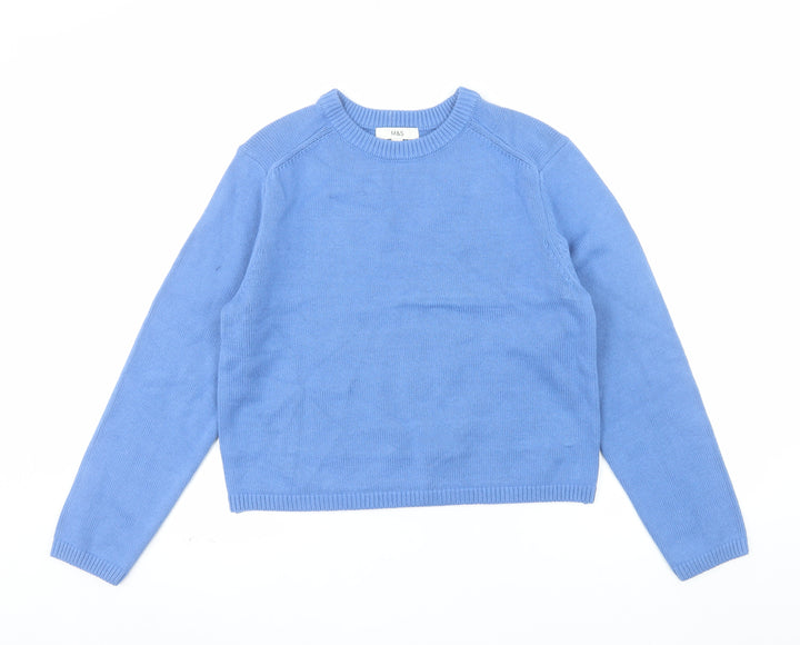 Marks and Spencer Men's Blue M Cotton Crew Neck Jumper