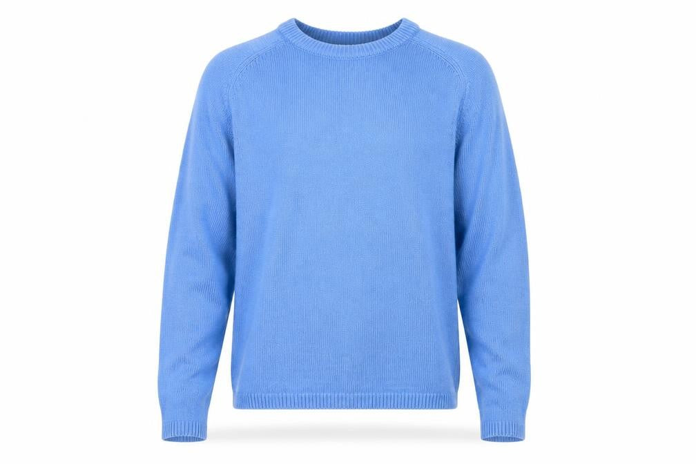 Front view of Marks & Spencer Men's Blue M Cotton Crew Neck Jumper