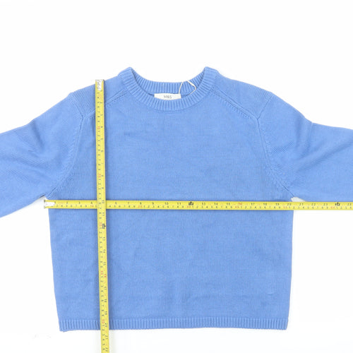 Marks and Spencer Men's Blue M Cotton Crew Neck Jumper