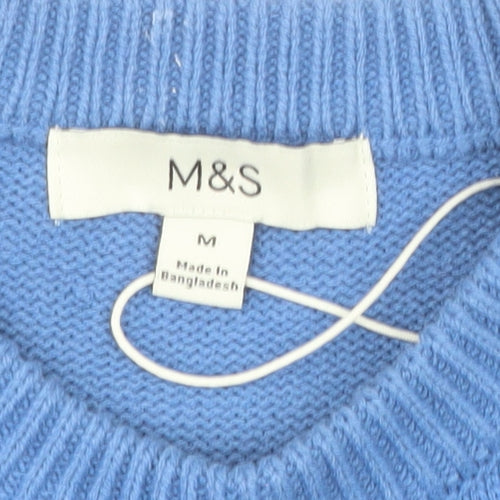 Marks and Spencer Men's Blue M Cotton Crew Neck Jumper