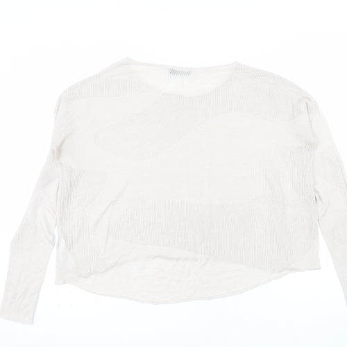 Tiger of Sweden Women Beige Open-Knit Cotton Pullover Jumper Size S