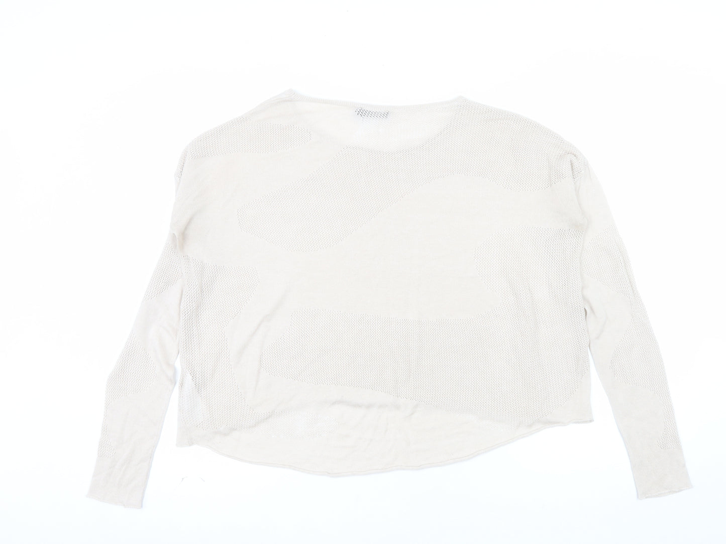 Tiger of Sweden Women Beige Open-Knit Cotton Pullover Jumper Size S
