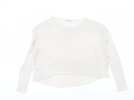 Tiger of Sweden Women Beige Open-Knit Cotton Pullover Jumper Size S