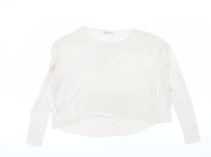Tiger of Sweden Women Beige Open-Knit Cotton Pullover Jumper Size S