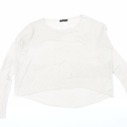Tiger of Sweden Women Beige Open-Knit Cotton Pullover Jumper Size S