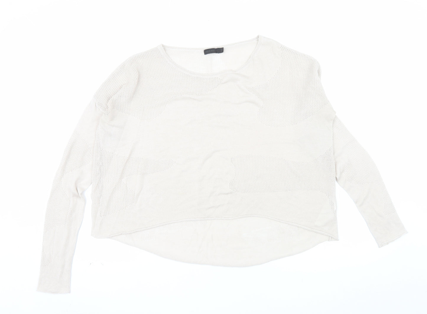 Tiger of Sweden Women Beige Open-Knit Cotton Pullover Jumper Size S