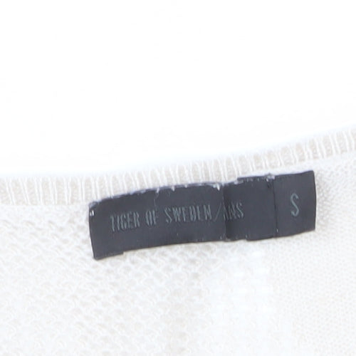 Tiger of Sweden Women Beige Open-Knit Cotton Pullover Jumper Size S
