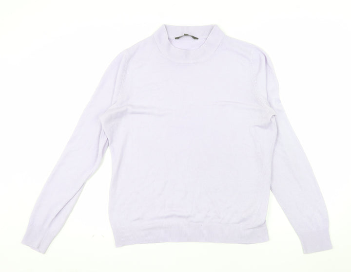 Bonmarché Women’s Purple Mock Neck Acrylic Jumper Size 16