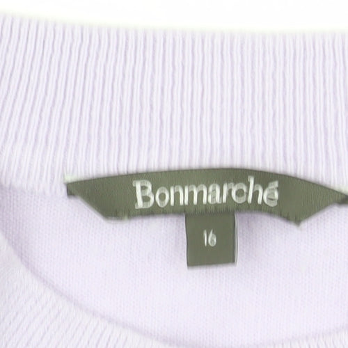 Bonmarché Women’s Purple Mock Neck Acrylic Jumper Size 16