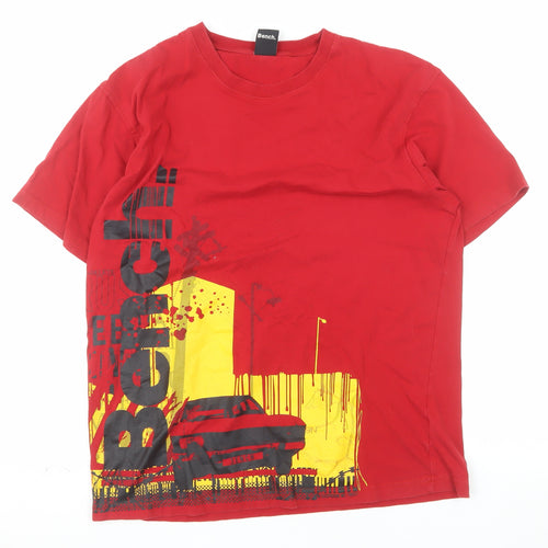 Bench Men Red Graphic Print Cotton Short Sleeve T-Shirt Size L