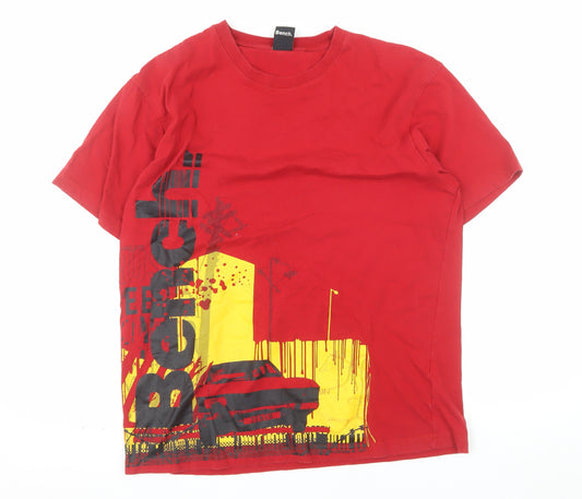 Bench Men Red Graphic Print Cotton Short Sleeve T-Shirt Size L