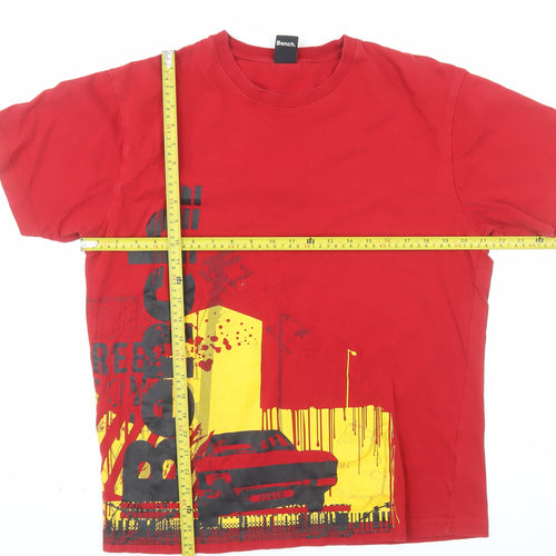 Bench Men Red Graphic Print Cotton Short Sleeve T-Shirt Size L