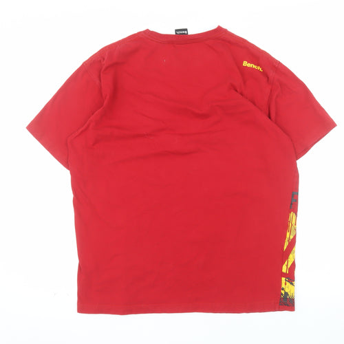 Bench Men Red Graphic Print Cotton Short Sleeve T-Shirt Size L